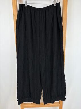 Jason Comfy USA  Black Crinkle Elastic Waist Pants Size 2X